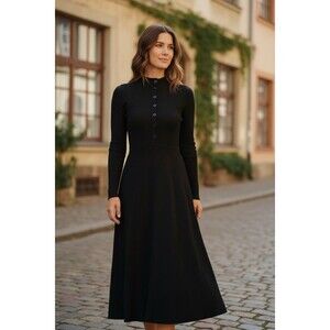 Elegant Scanlan Theodore Black Knit Dress - Size Small